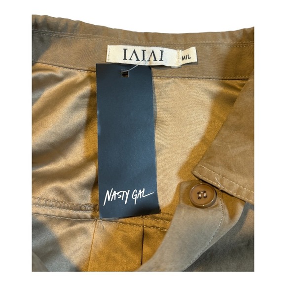 Nasty Gal Jumpsuit Brown Utility Long Sleeve‎ Belted Outfit Women Size Med/Large - Picture 7 of 8